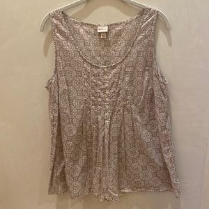100% Cotton Button Down Geographic Pattern tan/white Merona Tank